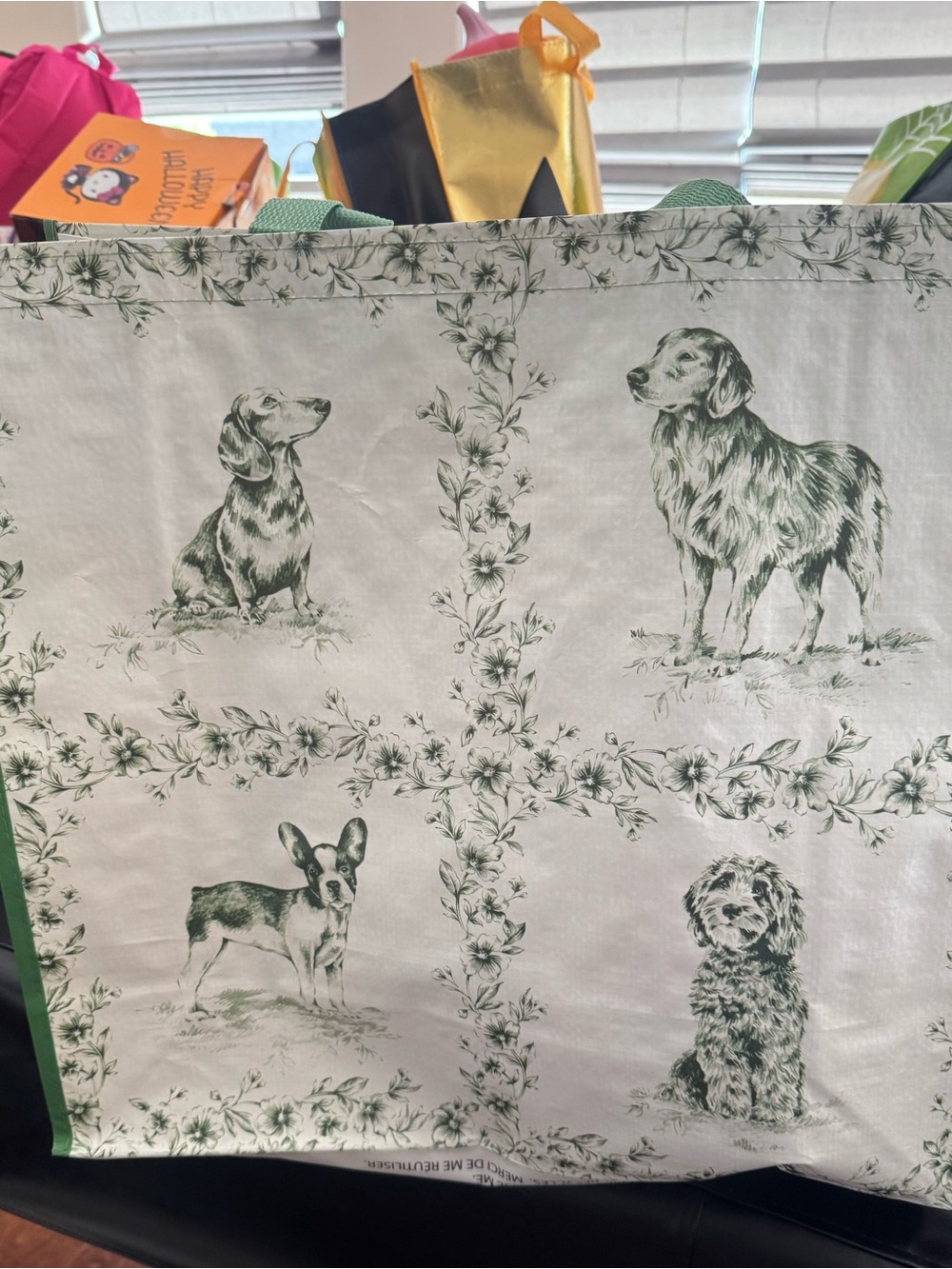 Fall bundle including teapot and blanket 🍁 Decorative Dog Print Tote Bag – Green
